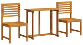 Set bistro da giardino 3 pezzi in legno massello di acacia di
