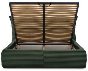 Letto matrimoniale in verde scuro imbottito con spazio contenitivo con griglia inclusa 160x200 cm Jade – Bobochic Paris