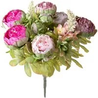 Set 2 Bouquet Artificiali di Peonie Composto da 12 Fiori H 36 cm