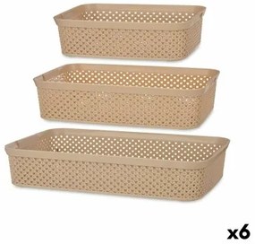 Set di vassoi organizzatori Rettangolare Beige Plastica (6 Unità)