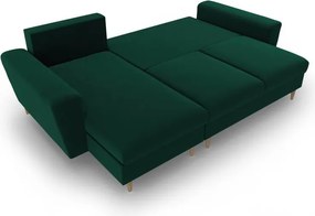 Divano angolare verde allungabile e con contenitore con rivestimento in velluto Kyoto – Cosmopolitan Design