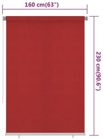 Tenda a Rullo per Esterni 160x230 cm Rossa HDPE