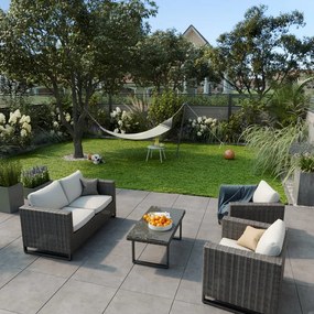 Salotto da giardino Noa NATERIAL in n/a antracite con cuscini in poliestere grigio per 4 persone