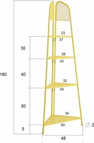 Mensola angolare in metallo giallo per balcone, altezza 180 cm MWH - Garden Pleasure