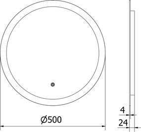 Mexen Oro specchio da bagno retroilluminato, rotondo 50 cm, LED 6000K, antiappannamento - 9824-050-050-611-00
