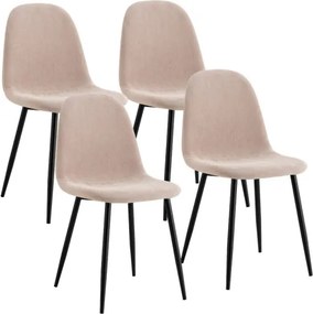 Sedia Da Pranzo Moderna In Tessuto Khaki Gambe Nere Irene - Set da 4 Pezzi