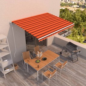 Tenda Sole Retrattile Automatica 400x350 Cm Arancione E Marrone /