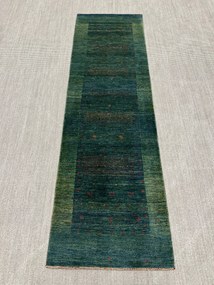 Loribaft Tappeto 300x90 Verde (Iran) Annodato A Mano