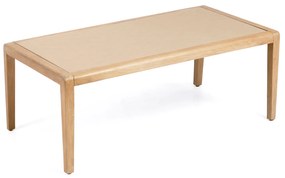 Kave Home - Tavolino Better in polycement beige e legno massiccio di acacia 120 x 70 cm FSC 100%