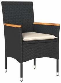 Set da pranzo da giardino con cuscini 5 pz polyrattan e vetro