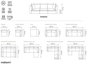 Divano color kaki 180 cm Manao – Makamii