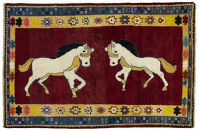 Gabbeh Tappeto 180x120 Rosso (Iran) Annodato A Mano