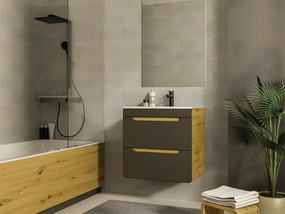 Mobile per bagno sospeso con lavabo da incasso Naturale e Antracite 60 cm - ARUBA