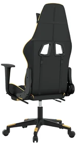 Sedia da gaming massaggiante poggiapiedi nero e oro similpelle
