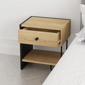 Comodino in rovere nero/naturale con ripiani Saturne - Marckeric