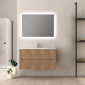 Mobile da bagno cannettato 100 cm rovere tabacco Riga