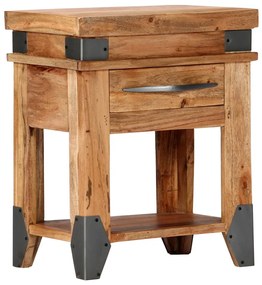 Comodino 40x30x51 Cm İn Legno Massello Di Acacia /