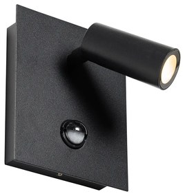 Lampada da parete per esterni nera con LED IP54 sensore di movimento - Simon