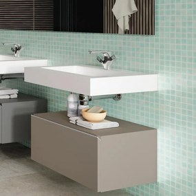 Mobile da bagno sotto lavabo VISOBATH element marrone laccato opaco L 80 x H 35 x P 45 cm 1 cassetto, lavabo non incluso