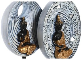 Statua Decorativa DKD Home Decor Beige Azzurro Metallo Buddha Resina Orientale (25 x 6,7 x 25,6 cm) (2 Unità)