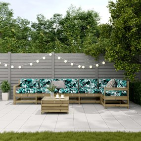 Set divani da giardino 7pz con cuscini legno impregnato di pino