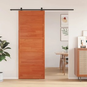 Porta Del Granaio Marrone 80x208 Cm İn Legno Massello Di Pino /