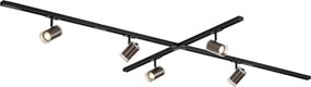 Sistema di illuminazione a binario moderno nero con 5 faretti bronzo scuro monofase - Iconic Lloyd