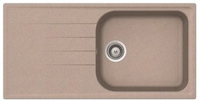 Lavello integrato 1 vasca con gocciolatoio laterale destro o sinistro DELINIA Elbe quarzo L 50 x L 100 cm sabbia