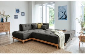 Divano letto angolare grigio scuro L, angolo sinistro Dazzling Daisy - Miuform