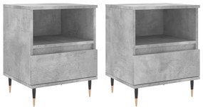 Comodini 2pz Grigio Cemento 40x35x50 cm in Legno Multistrato