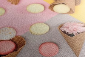 Stampa su tela – Macarons in cono