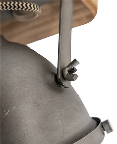 Faretto Smart industriale grigio con legno incl. 2 WiFi GU10 - Emado