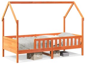 Giroletto Casetta Bambini Marrone Cera 90x200 Cm Massello Pino /