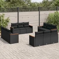 Set Divani da Giardino 12 pz con Cuscini Nero in Polyrattancod mxl 89044