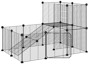Gabbia per animali 20 pannelli con porta nera 35x35 cm acciaio