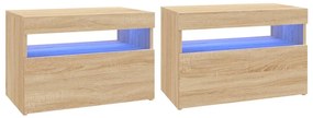 Mobili porta tv con led 2 pz rovere sonoma 60x35x40 cm