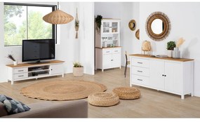 Cassettiera bassa bianca in legno di pino 150x80 cm Miranda - Marckeric