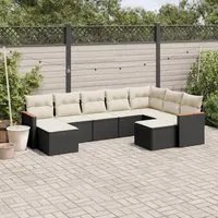 Set Divani da Giardino 9 pz con Cuscini Nero in Polyrattan 3226539