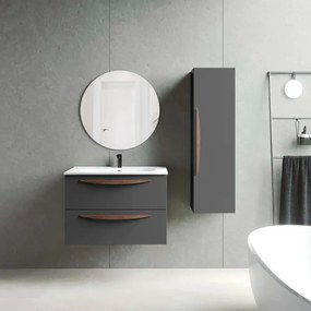 Mobile da bagno sotto lavabo Arco grigio cenere laccato opaco L 79.5 x H 55 x P 45 cm 2 cassetti, lavabo posizionabile centralmente non incluso