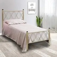 Qualydorm Letto in Ferro Battuto Moderno Singolo PIRAMIDE - Made in Italy Vari colori da cm 80x190 Artigianale Avorio