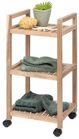 Scaffale da bagno in legno di acacia con tre ripiani su ruote 35x72 cm Acina - Wenko