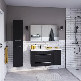 Mobile da bagno sotto lavabo SENSEA Perla nero laccato opaco L 111.2 x H 53.7 x P 47.5 cm 2 cassetti 1 anta, lavabo non incluso