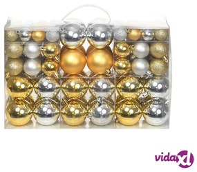 vidaXL Palline di Natale 100 pz Argento/Oro