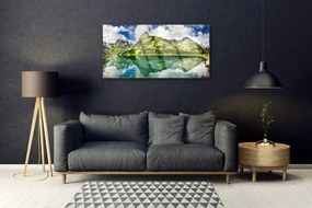 Quadro acrilico Montagne del paesaggio del lago 100x50 cm