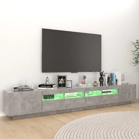 Mobile porta tv con luci led grigio cemento 260x35x40 cm