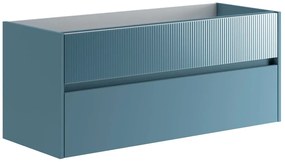 Mobile da bagno sotto lavabo Niwa blu laccato opaco L 119.5 x H 50 x P 45.5 cm 2 cassetti, lavabo non incluso