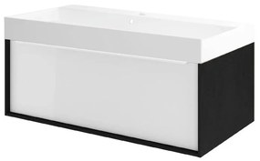 Mobile sottolavabo e lavabo Neo Frame rovere nero L 90 x H 32 x P 48 cm 1 vasca