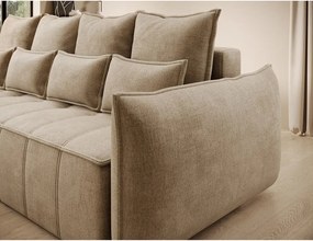 Divano marrone chiaro allungabile/con contenitore e rivestimento in velluto 242 cm Weltton – ELTAP