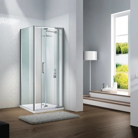 Porta doccia pieghevole Slimline L 100 x H 195cm, Sp. 6 mm in vetro profilo cromo