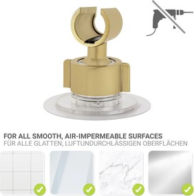 Supporto per soffione doccia senza foratura oro opaco in plastica Libertà – Wenko